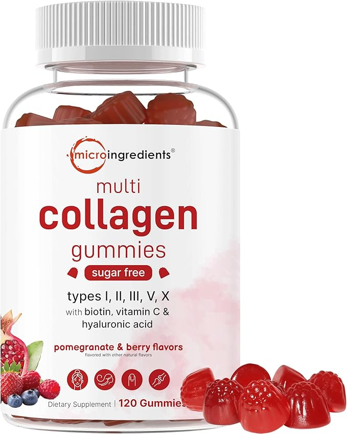 Micro Ingredients Multi Collagen Peptides, 120 Collagen Gummies | Type I,II,III,V,X Protein with ... | Amazon (US)