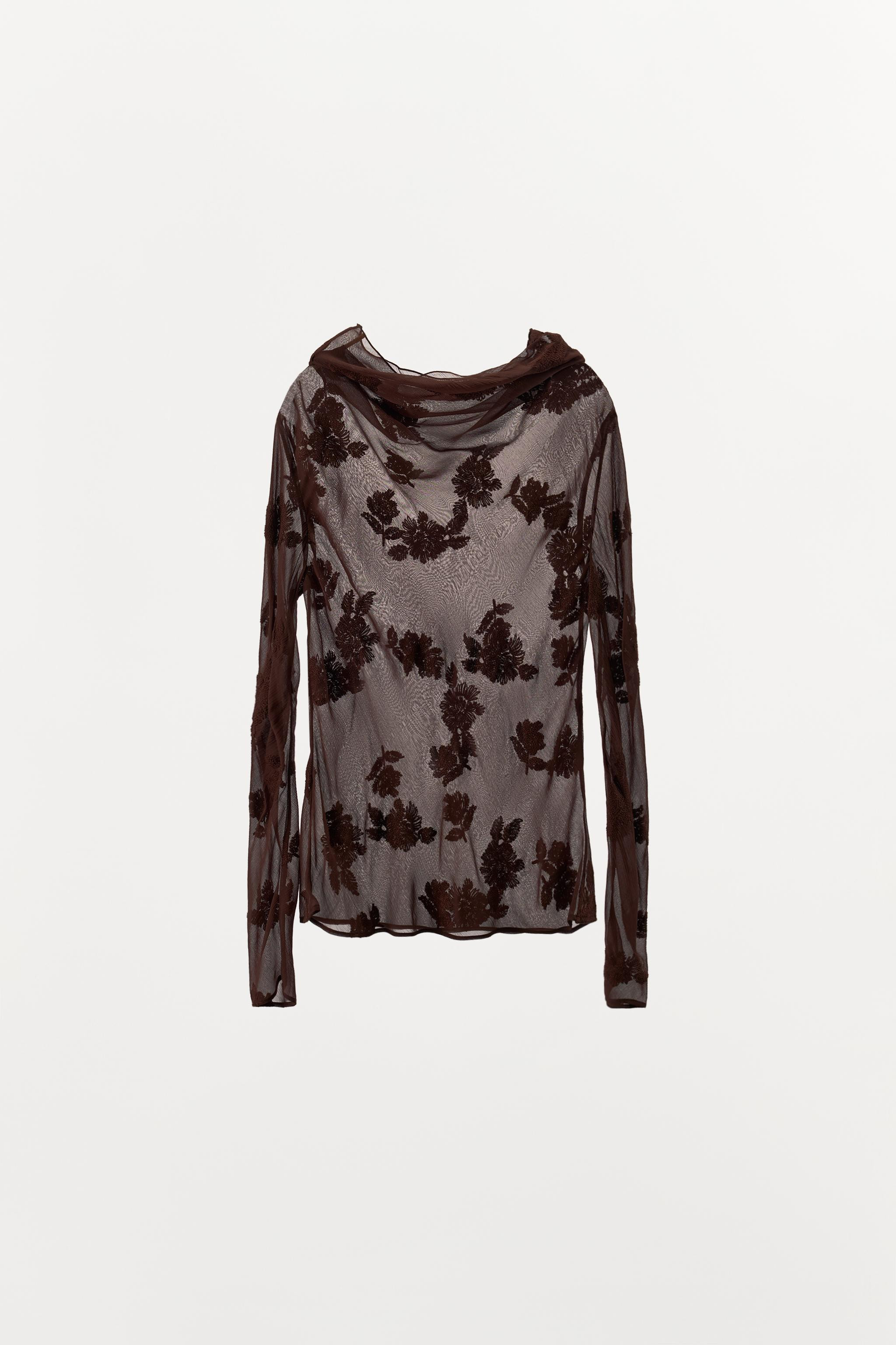 SEMI-SHEER SHIRT WITH FLORAL EMBROIDERY | Zara US