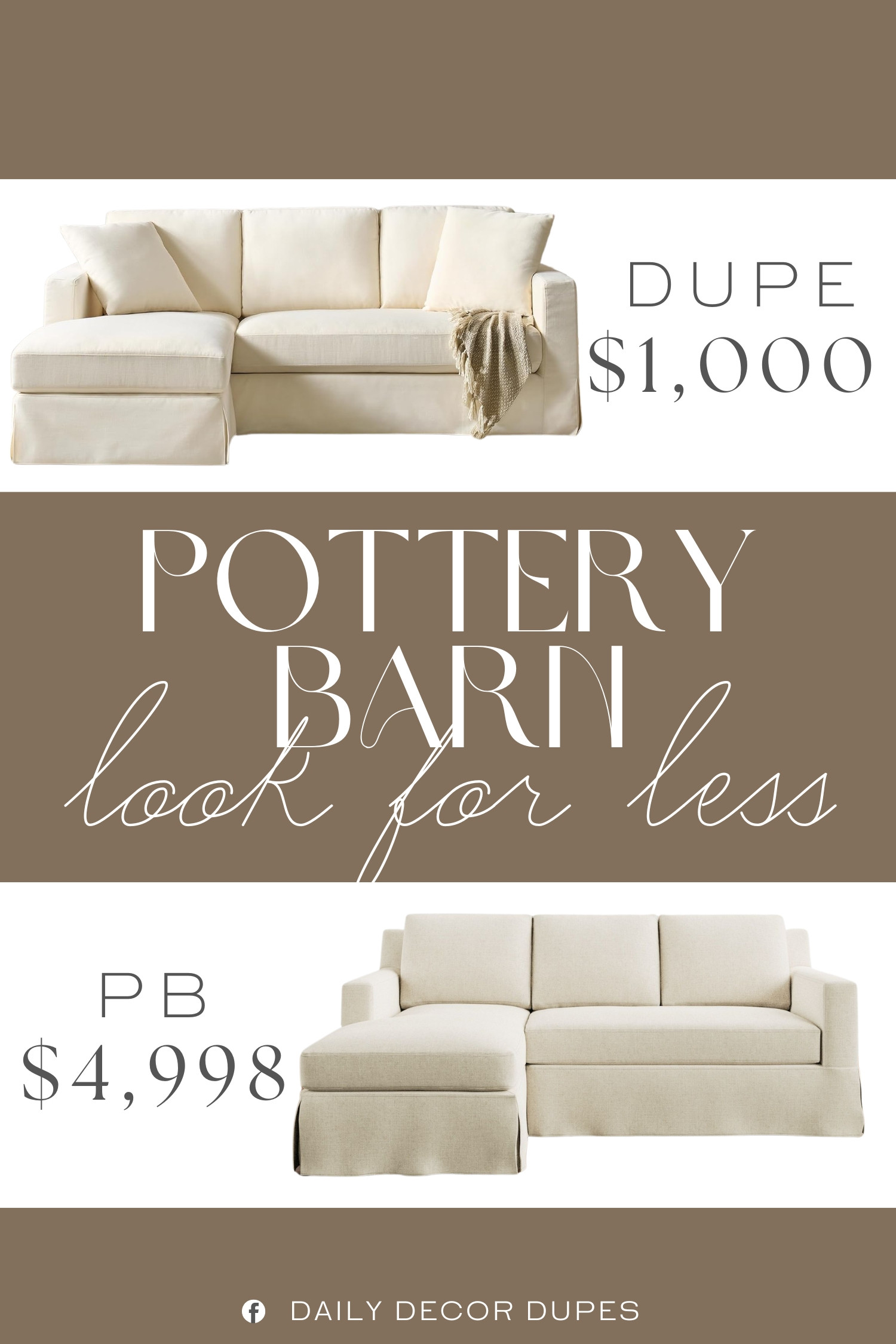 Inspired by Pottery Barn Slipcovered Chaise Sectional.Slipcovered Chaise Sofa. Farmhouse Sectional Sofa. 3-Seater Sectional. Upholstered Chaise Sectional. Modern Farmhouse Sofa. Cozy Living Room Sofa. 

Home more affordable option find copy cat similar look for less budget friendly affordable cheap cheaper beautiful pretty. Clearance sale coupon code discount code promo code luxury lookalike look a like Inspo inspiration inspired by idea ideas Love like these? I share multiple every day in my FB group.
#potterybarninspired #slipcoveredsofa #sectionalsofa #chaisesectional #modernfarmhouse #furniturefinds #livingroominspo  

 #LTKHome