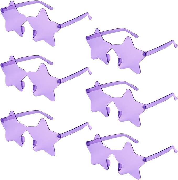 NACHLYNN 6 Pcs Pentagram Glasses Purple Rimless Star Shaped Sunglasses Transparent Sunglasses for... | Amazon (US)