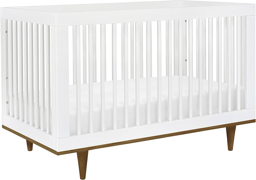 DaVinci Marley 3-in-1 Convertible Crib in White Finish and Walnut Legs, Greenguard Gold Certified | Amazon (US)