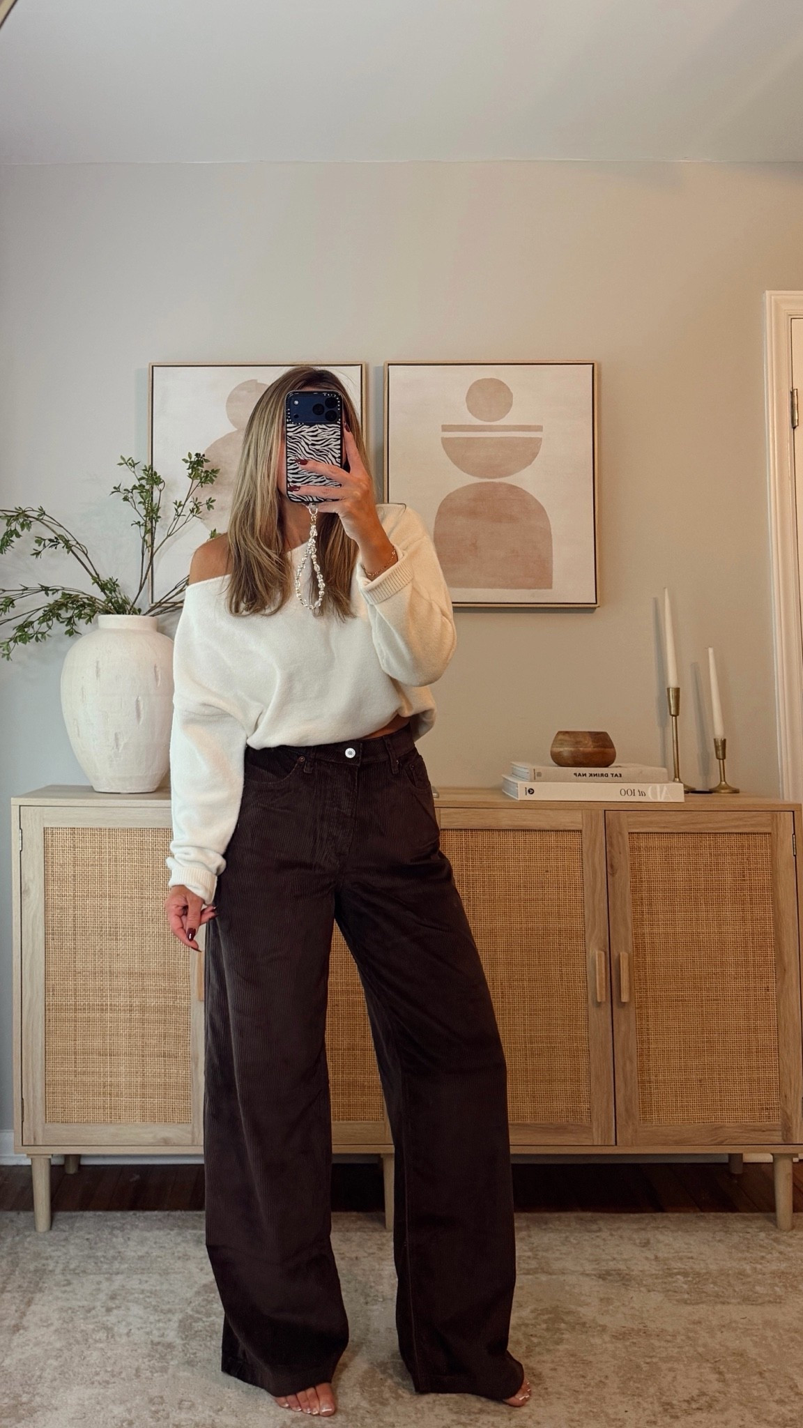 corduroy pants are so chic and soft! i’m in a size 27 curve love long but should have sized down to a 26. size M sweater— love this comes in other colors. @abercrombie #ltkxabercrombie