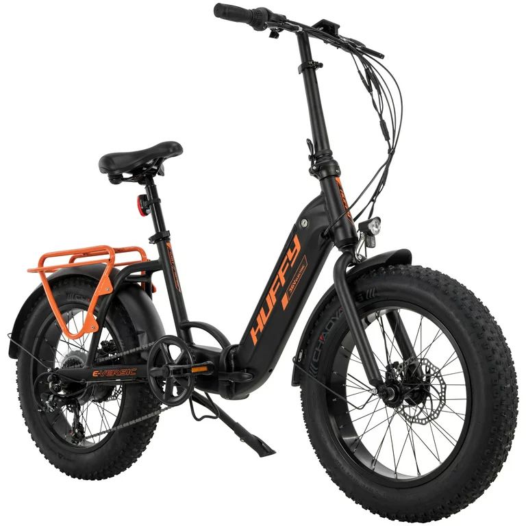 Huffy Versic 20 in. 6-Speed Fat Tire Folding Electric Bike, Black and Orange - Walmart.com | Walmart (US)
