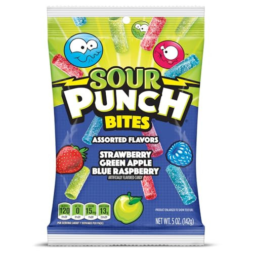 Sour Punch Bites, Assorted Sweet & Sour Fruit Flavors, Chewy Candy, 5 Ounce (Pack of 12) | Amazon (US)