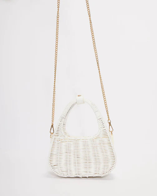 Bianco Crossbody Straw Mini Bag - White | VICI
