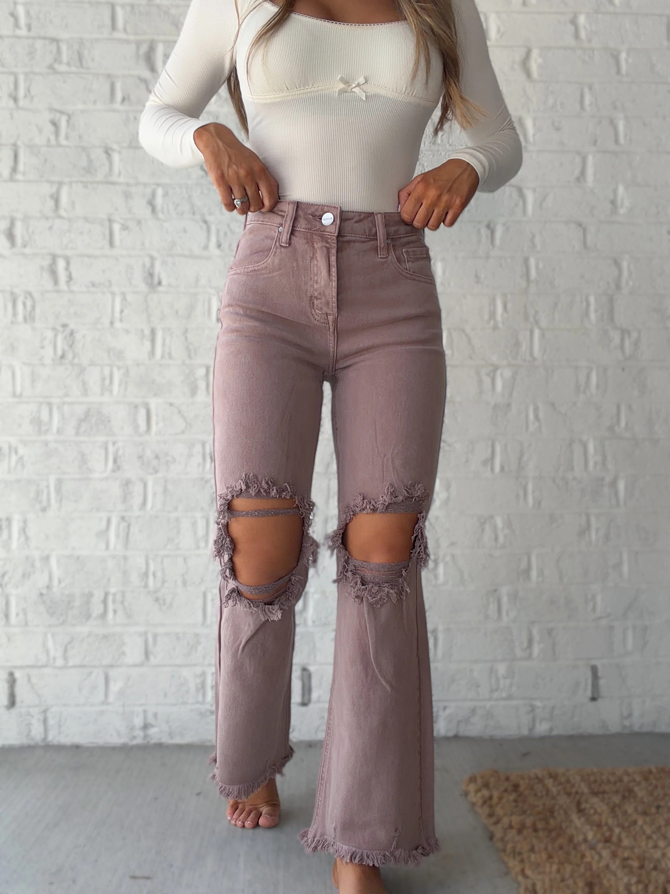 Mya High Rise Wide Leg Distressed Risen Jeans | Willow Boutique