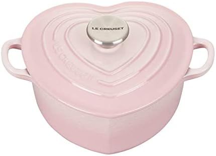 Le Creuset Signature Enameled Cast Iron Figural Heart Cocotte, 2 Quart, Shell Pink with Stainless... | Amazon (US)