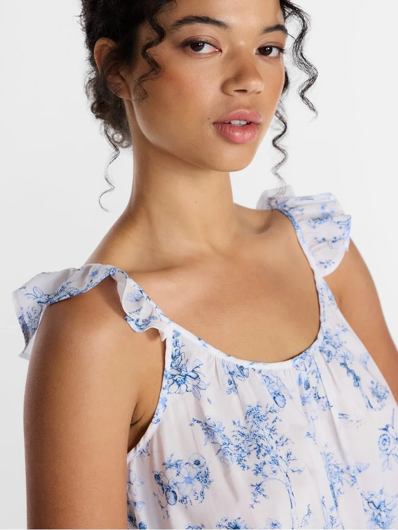 Joyspun Women's Woven Sleep Cami and Shorts Set with Ruffle, 2-Piece, Sizes XS-3X | Walmart (US)