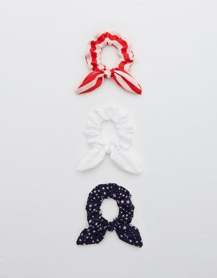 Aerie Red White & Blue Bow Scrunchie 3-Pack | American Eagle Outfitters (US & CA)