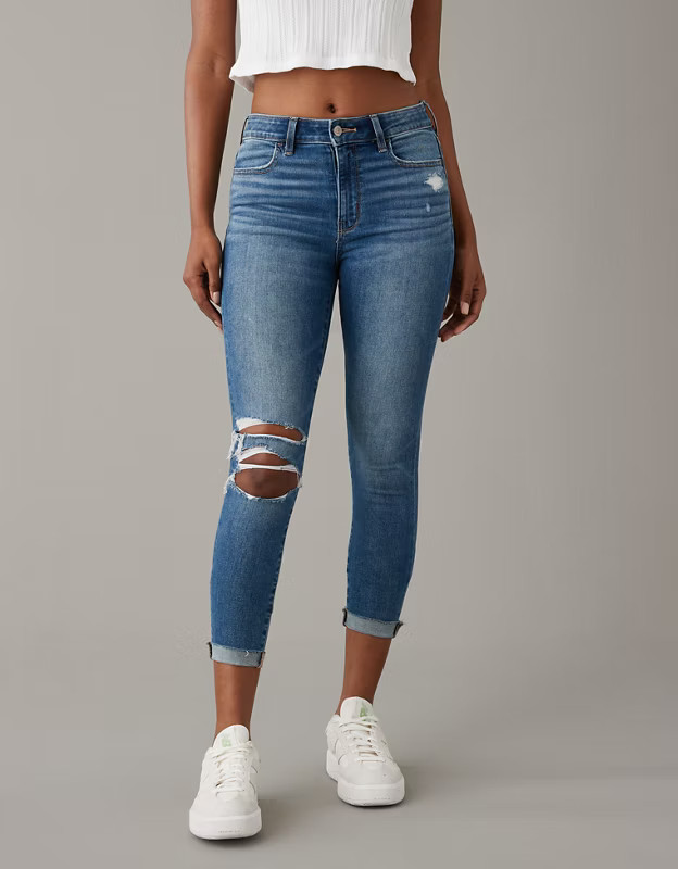 AE Next Level Ripped High-Waisted Jegging Crop | American Eagle Outfitters (US & CA)