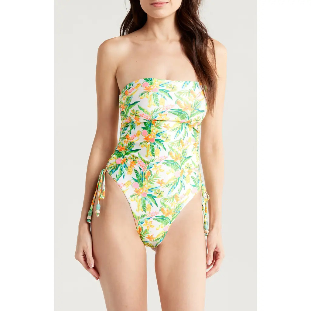 Kulani Kinis Strapless Cinched Tie One-Piece Swimsuit in Golden Hour at Nordstrom, Size X-Small | Nordstrom