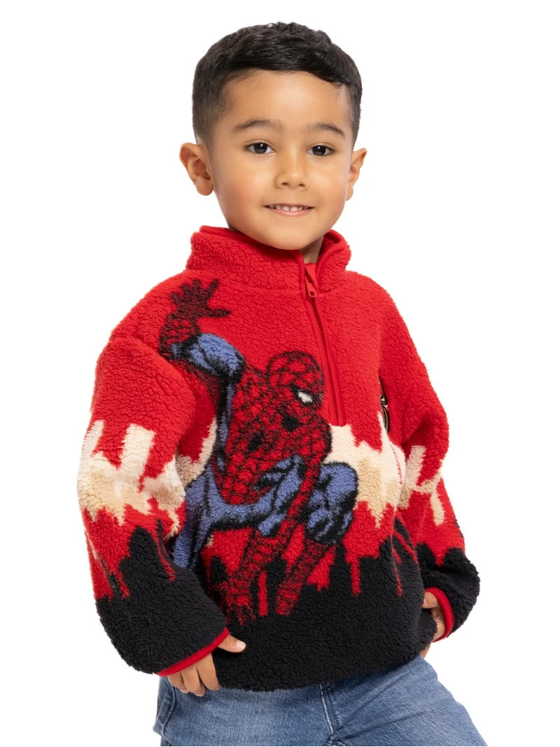 Spider-Man Toddler Boys Plush Fleece Half Zip Sweatshirt, Sizes 12M-5T - Walmart.com | Walmart (US)