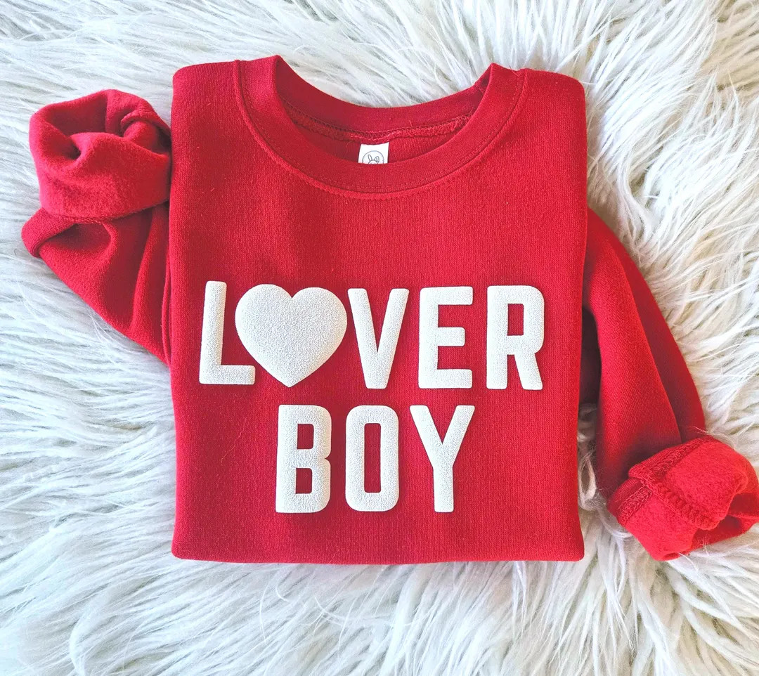 Lover Boy Valentine Day Crewneck sweater with puffy letters- For toddlers and children | Etsy (US)