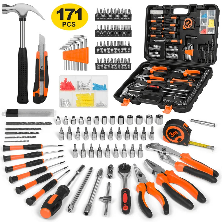 Cshidworld 171 Piece Household Tool Kit/Mechanics Tool Set, Socket Wrench Auto Repair Tool Combin... | Walmart (US)