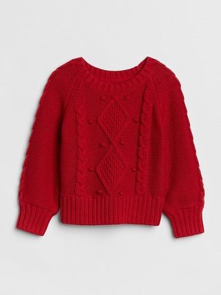 Gap Baby Cable-Knit Crewneck Sweater Modern Red Size 12-18 M | Gap US