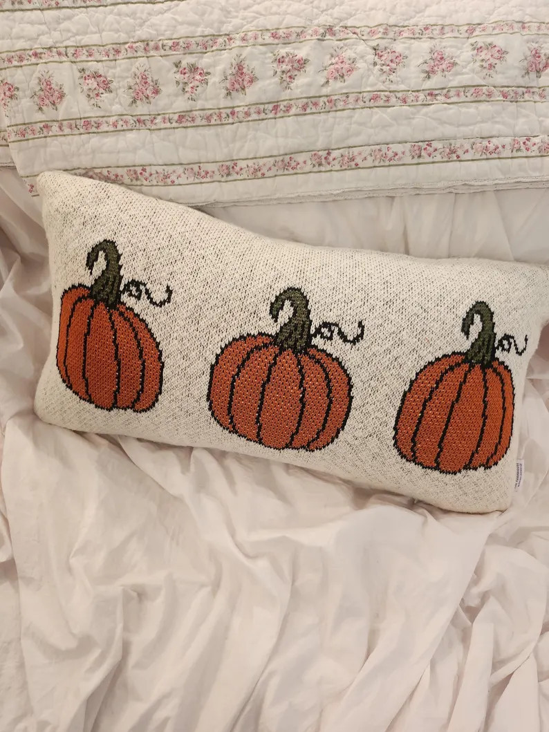 New Rachel Ashwell Knit Pumpkin Pillow Holiday Halloween Thanksgiving Cozy Fall Shabby Chic Farmh... | Etsy (US)