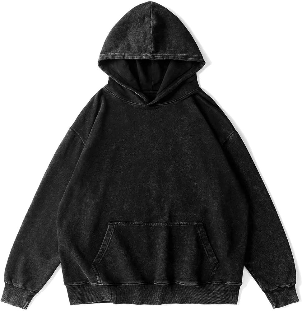 Ystävä Oversized Hoodie for Men Trendy Washed Sweatshirt for Adult Loose Fit Cotton Pullover ... | Amazon (US)