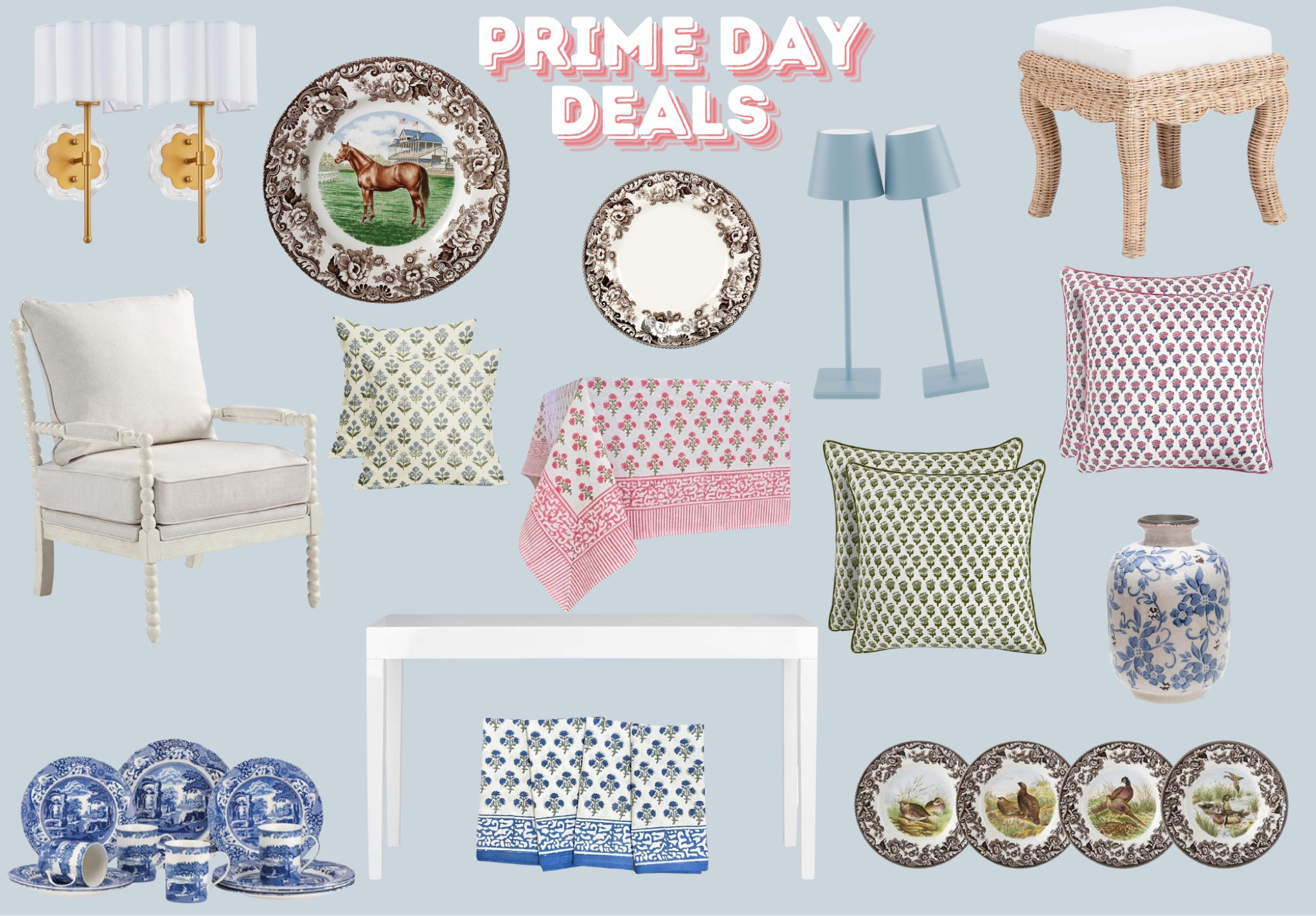 Prime Day Deals

Grandmillennial. Wall sconce. Brass. Acrylic. Lucite. Plates. Spode. Cordless lamps. Scallop rattan stool. Spindle spool chair. Serena and Lily. Block print. Pillows. Tablecloth cloth napkins. Blue and white vase. Dinner plate set. Lacquer console table  

#LTKHome #LTKSaleAlert