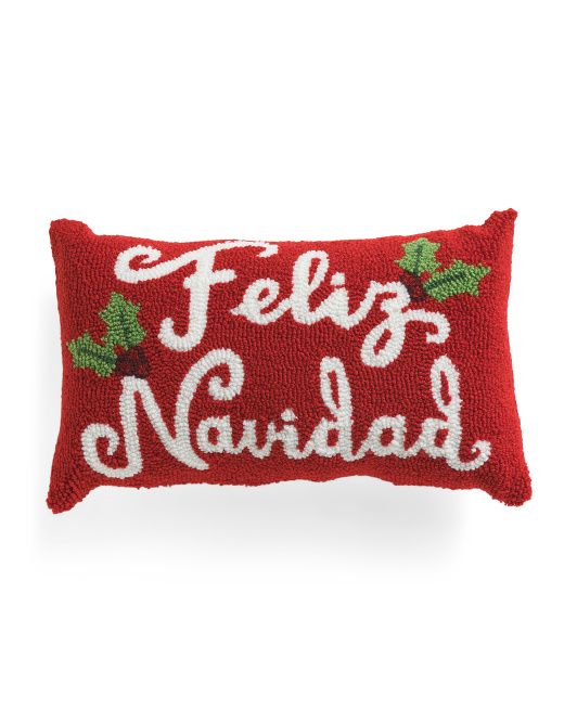 12x20 Hand Hooked Feliz Navidad Pillow | TJ Maxx