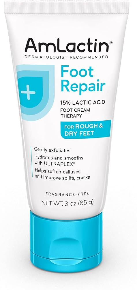 AmLactin Foot Repair Cream - 3 oz Foot Cream for Dry Cracked Heels with 15% Lactic Acid - Exfolia... | Amazon (US)