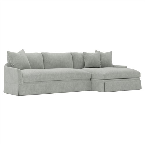 Hartwell Sea Spray Performance Chaise Sectional - Right Chaise - 122” | Kathy Kuo Home