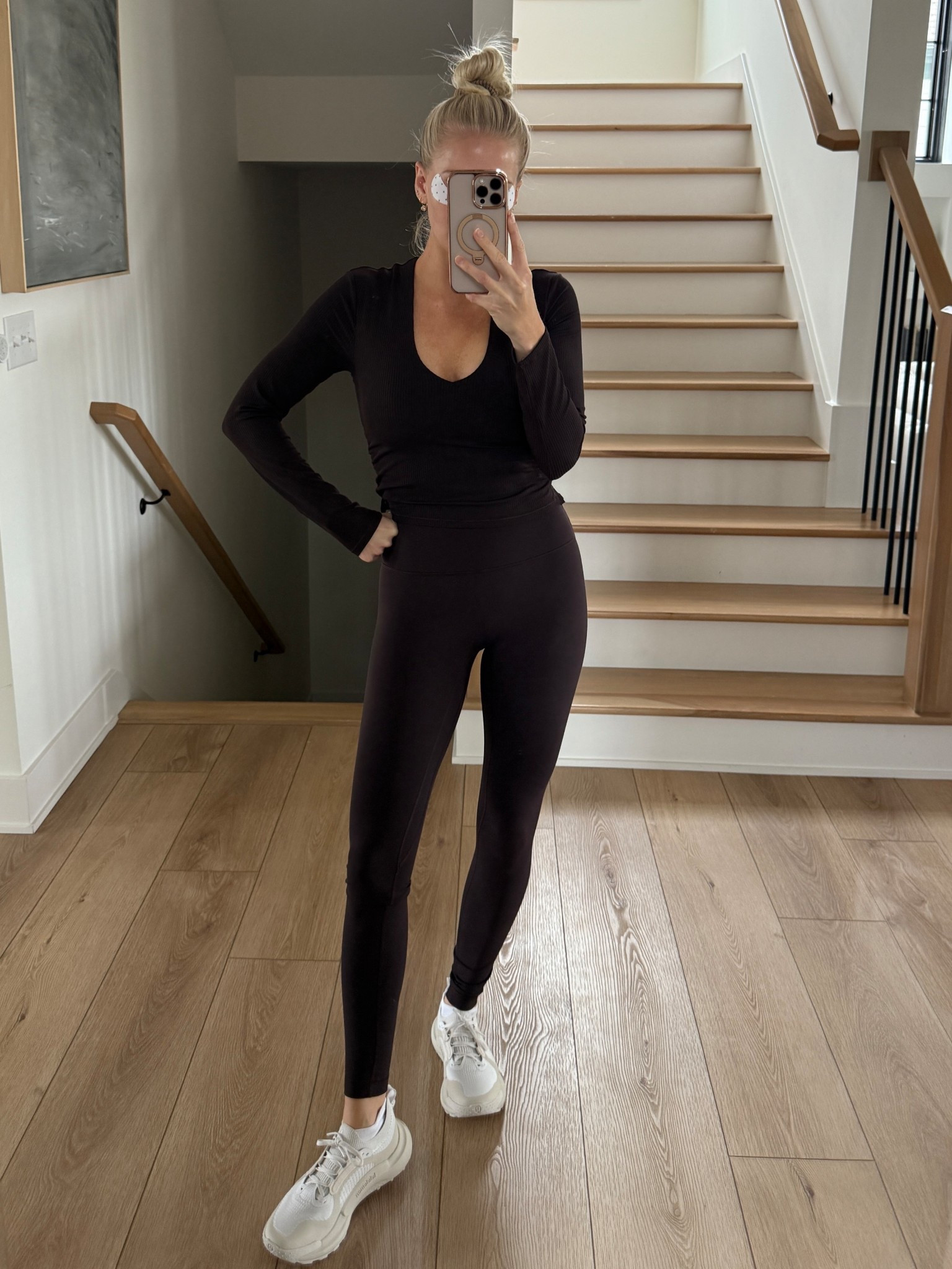 Wearing a size 6 in top, 4 in leggings (28”), shoes are tts! 
Top & legging color: sequoia

Code KATHLEEN20 for discount in earrings! 
#kathleenpost

Workout outfit, fall fitness, fall walk outfit, athleisure, errands outfit 

#LTKStyleTip #LTKActive #LTKSeasonal