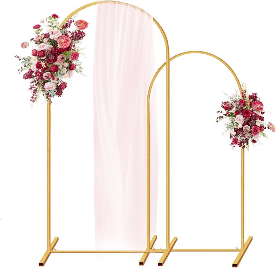 Metal Arch Backdrop Stand Set of 2 (7.2FT/6FT), Wedding Arch Stand Gold Backdrop Arch Stand, Wedd... | Amazon (US)
