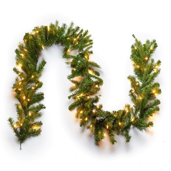 9' x 12" Cypress Spruce Garland with Warm White LED Lights (Plug Operated) | King of Christmas
