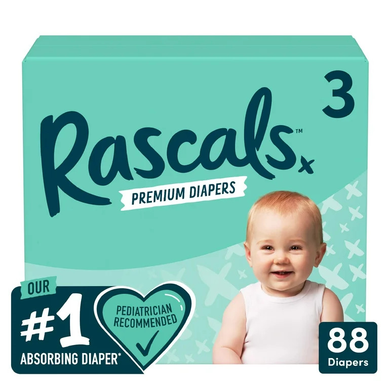 Rascals Premium Diapers Size 3, 88 Count (Select for More Options) | Walmart (US)