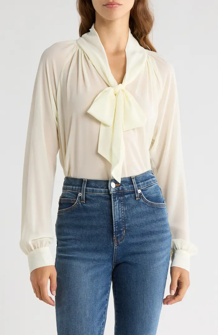 x Sara Walker Bow Georgette Blouse | Nordstrom