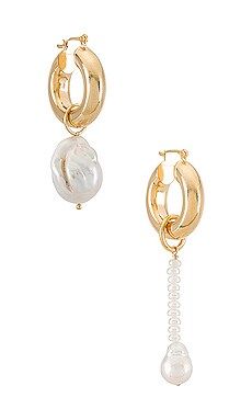 joolz by Martha Calvo Baroque Pearl Hoops Earrings in Gold from Revolve.com | Revolve Clothing (Global)