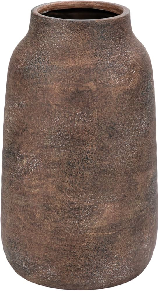 Briful 9.6in Large Rustic Brown Ceramic Vase,Vintage Farmhouse Flowers Vase,Shabby Terra Cotta Va... | Amazon (US)