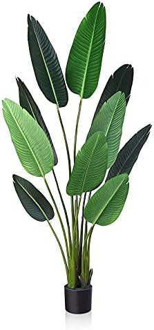 Fopamtri Artificial Bird of Paradise Plant Fake Tropical Palm Tree for Indoor Outdoor, Perfect Fa... | Amazon (US)