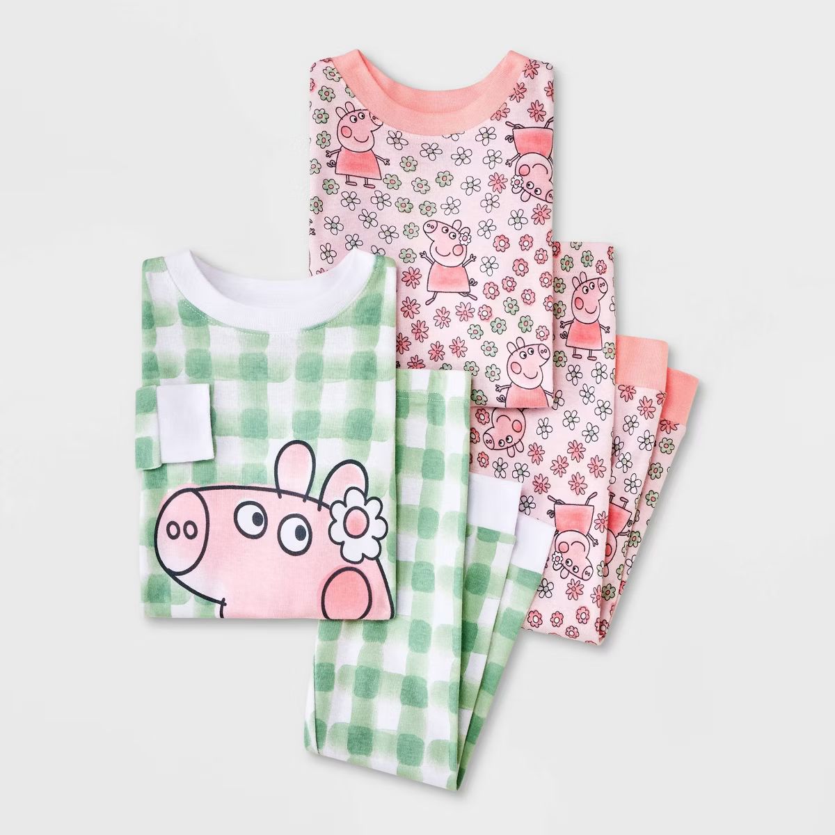 Toddler Girls' 4pc Snug Fit Peppa Pig Cotton Pajama Set - Pink | Target