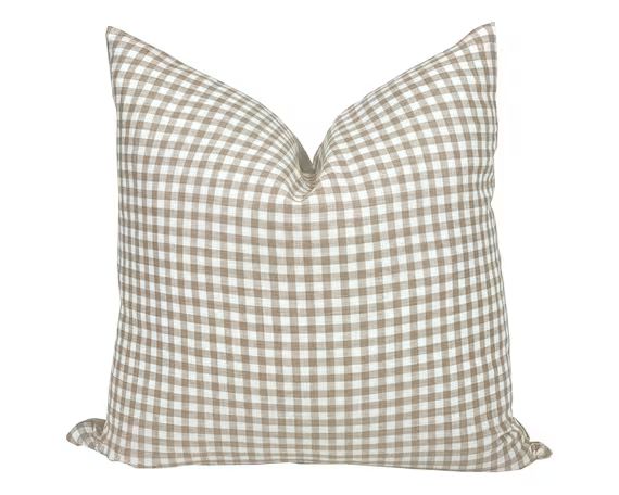 JUNIPER  Brown Gingham Linen Pillow Cover Neutral Pillow - Etsy | Etsy (US)