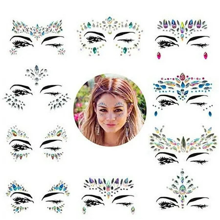 Face Gems 10 Sets Mermaid Face Jewels Festival Face Gems Rhinestones Rave Eyes Body Bindi Temporary Stickers Crystal Face Stickers Decorations Fit for Festival Party???10 Sets collection? | Walmart (US)