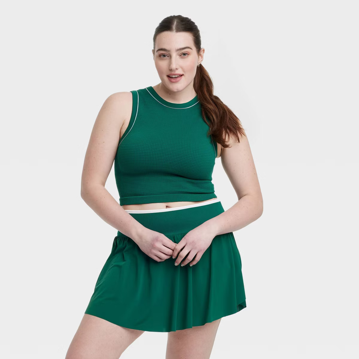 Women's Seamless Piped Muscle Tank Top - All In Motion™ Dark Green M | Target