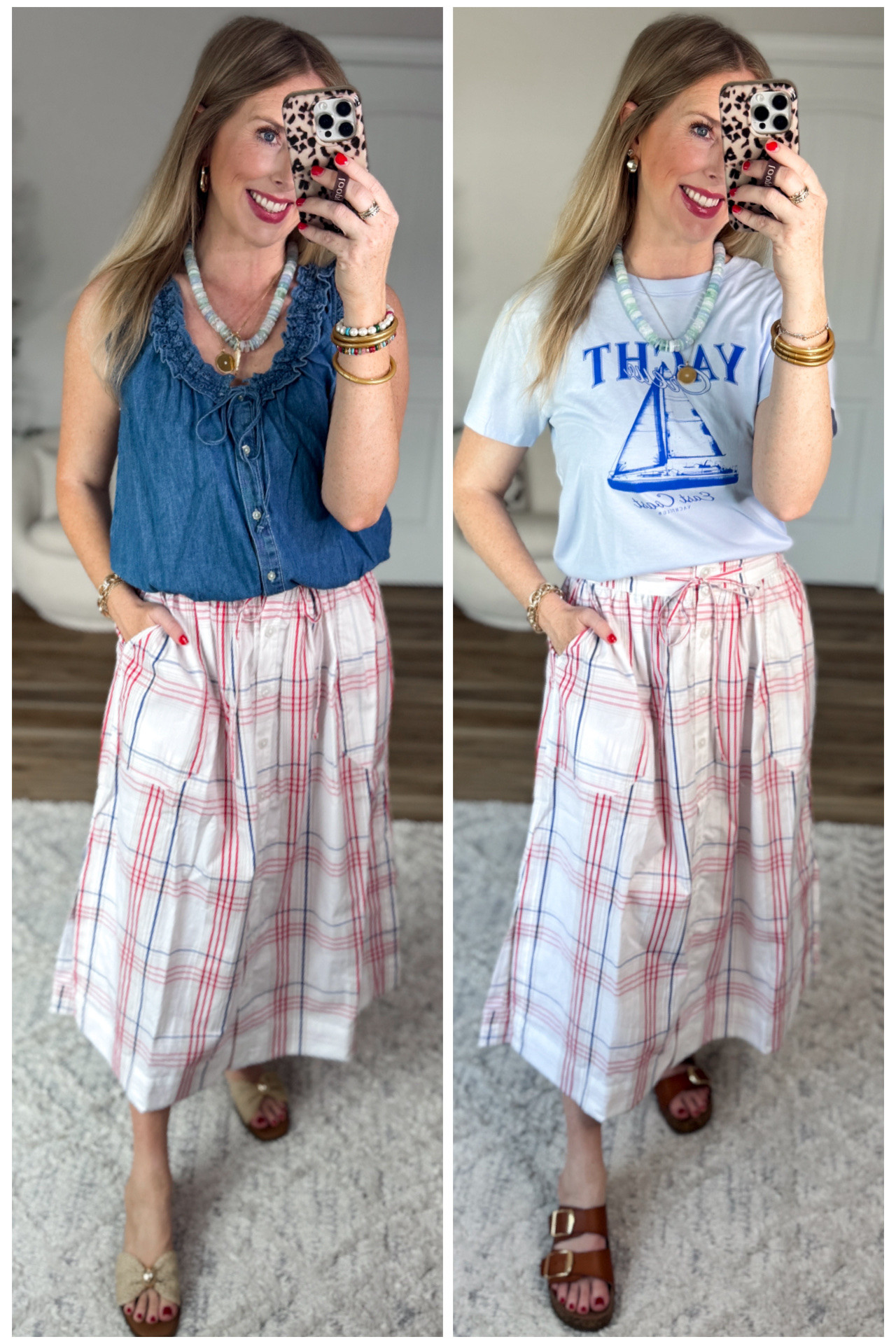2 ways to style this red, white and blue midi skirt from Walmart!

#LTKootd #LTKmomlife