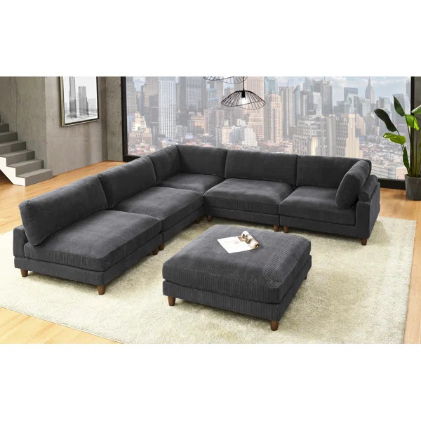 Espinosa 6 - Piece Corduroy Sectional | Wayfair North America