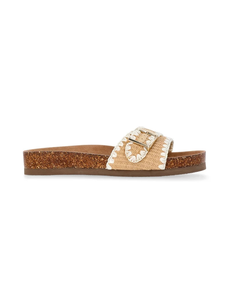 Time and Tru Women's One Buckle Footbed Slide Sandals | Walmart (US)