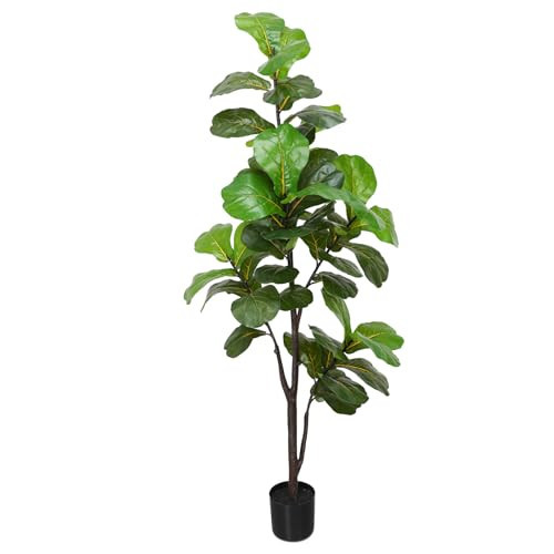 Artificial Fiddle Leaf Fig Tree 6ft, Large Faux Plant Fake Ficus lyrata Silk Trees with Pot for Indoor Outdoor House Living Room Office Home Decor | Amazon (US)