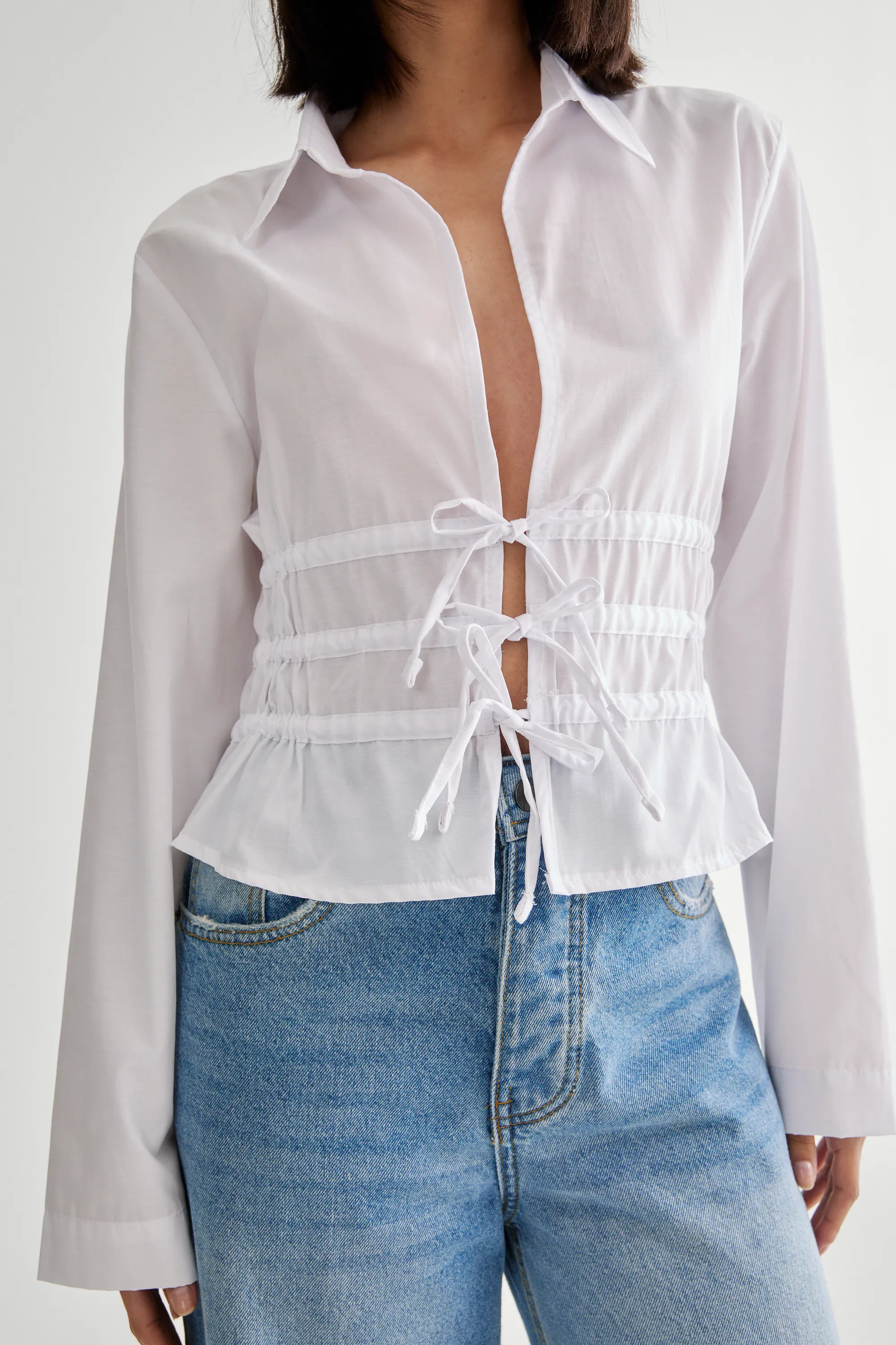 Shirts | Tie Front Long Sleeve Shirt | NastyGal | Boohoo.com (UK & IE)