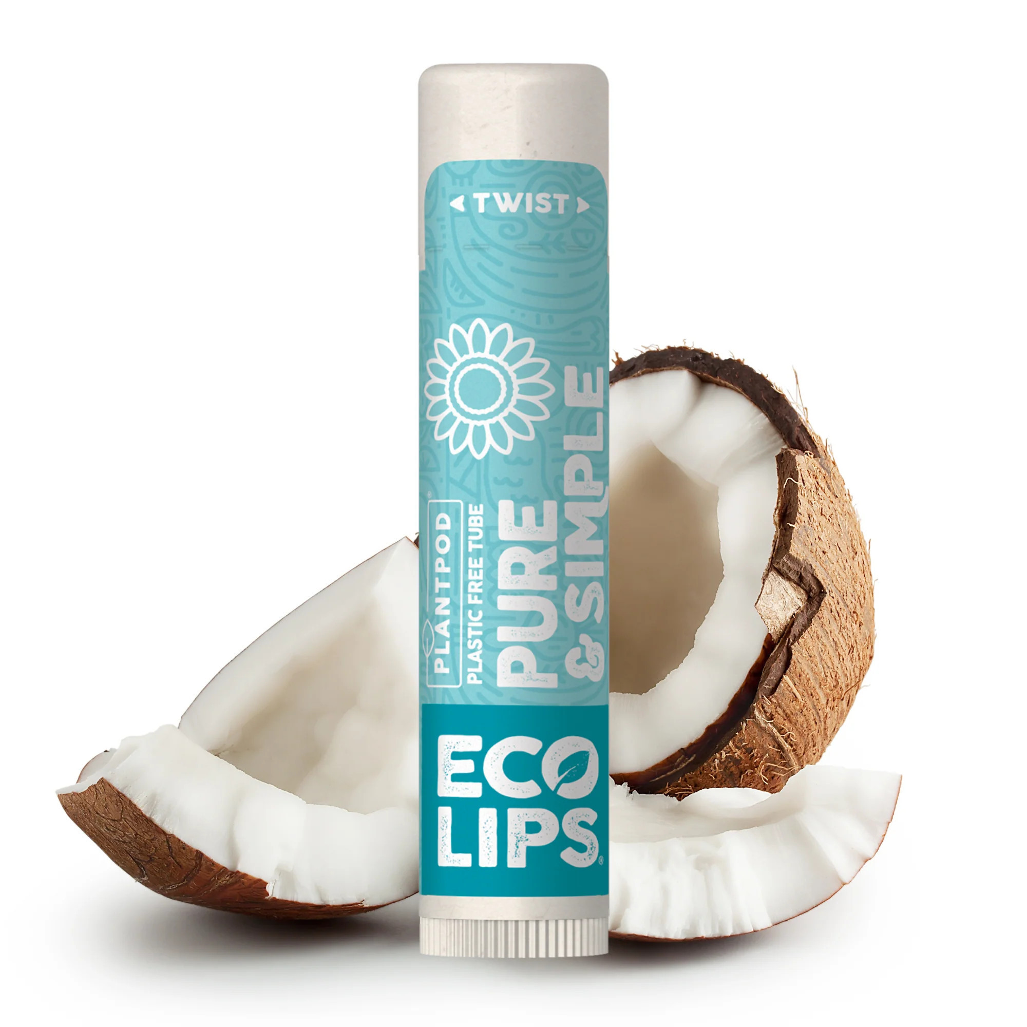 Pure & Simple Coconut Plant Pod(R) Organic Lip Balm, 0.15 oz. | Eco Lips