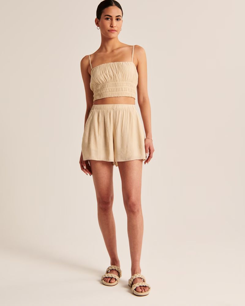 Crinkle Textured Pull-On Short | Abercrombie & Fitch (US)