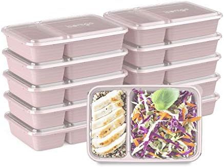 Bentgo Prep 2-Compartment Meal-Prep Containers with Custom-Fit Lids - Microwaveable, Durable, Reu... | Amazon (US)