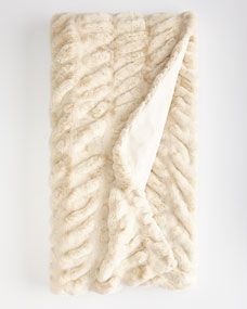 Ivory Faux-Mink Throw | Horchow