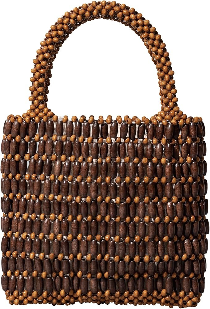 Small Tote Bag Wooden Bead Bag Woven Handbag Clutch Purses for Women | Amazon (US)
