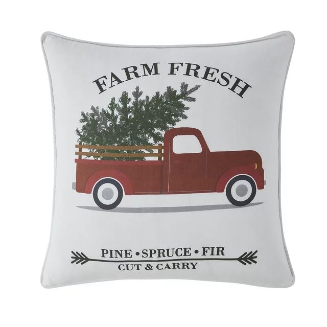 My Texas House Christmas Truck Cotton Decorative Pillow Cover, 20" x 20", Multi | Walmart (US)