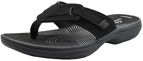 Clarks Women's Brinkley Jazz Cloudsteppers Flip-Flops, Black/Black, 9 | Amazon (US)