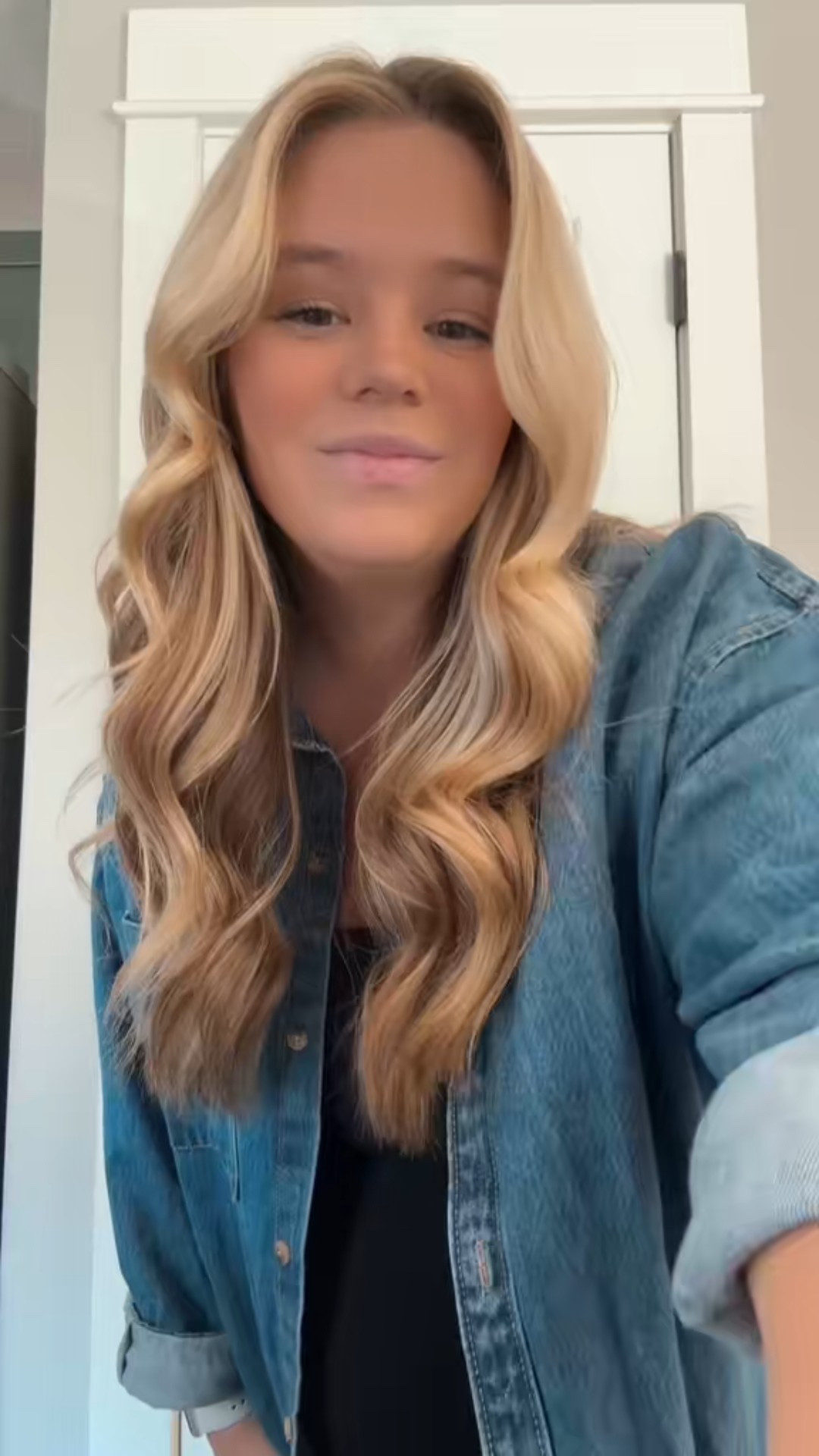 Full body black maternity jumpsuit - buttery soft belly support - oversized denim button down shirt - white walking sneakers 

#LTKStyleTip #LTKBump #LTKBaby